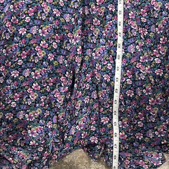 Karin Stevens V Neck Peter Pan Collar  Sheer Flutter Floral Purple Dress Size 10 - Picture 11 of 12